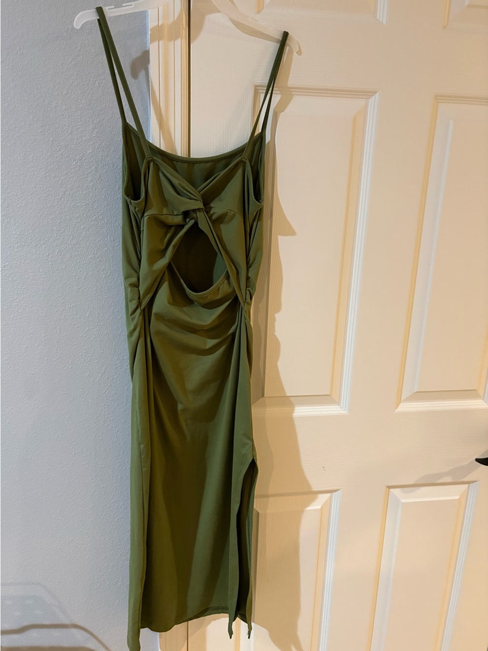 SHEIN Olive Green Spaghetti Strap Cutout Midi Dress